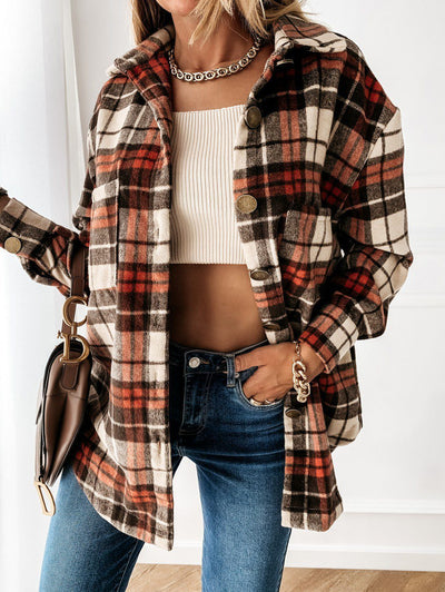 Dames Oversized Geruite Cardigan Met Lange Mouwen
