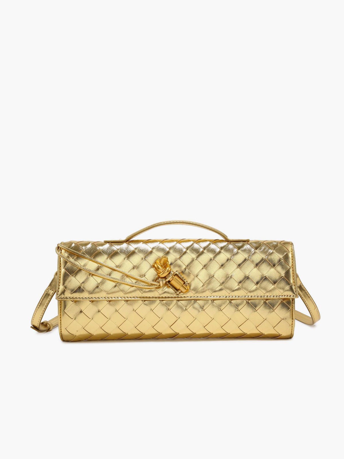 Dames Schoudertas Met Gevlochten Design En Gouden Sluiting