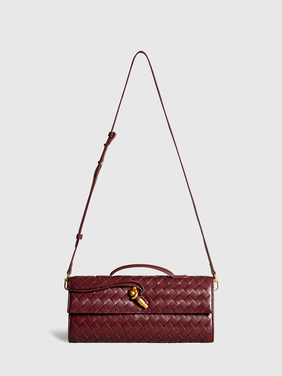 Dames Schoudertas Met Gevlochten Design En Gouden Sluiting