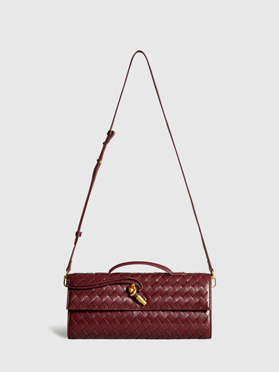 Dames Schoudertas Met Gevlochten Design En Gouden Sluiting