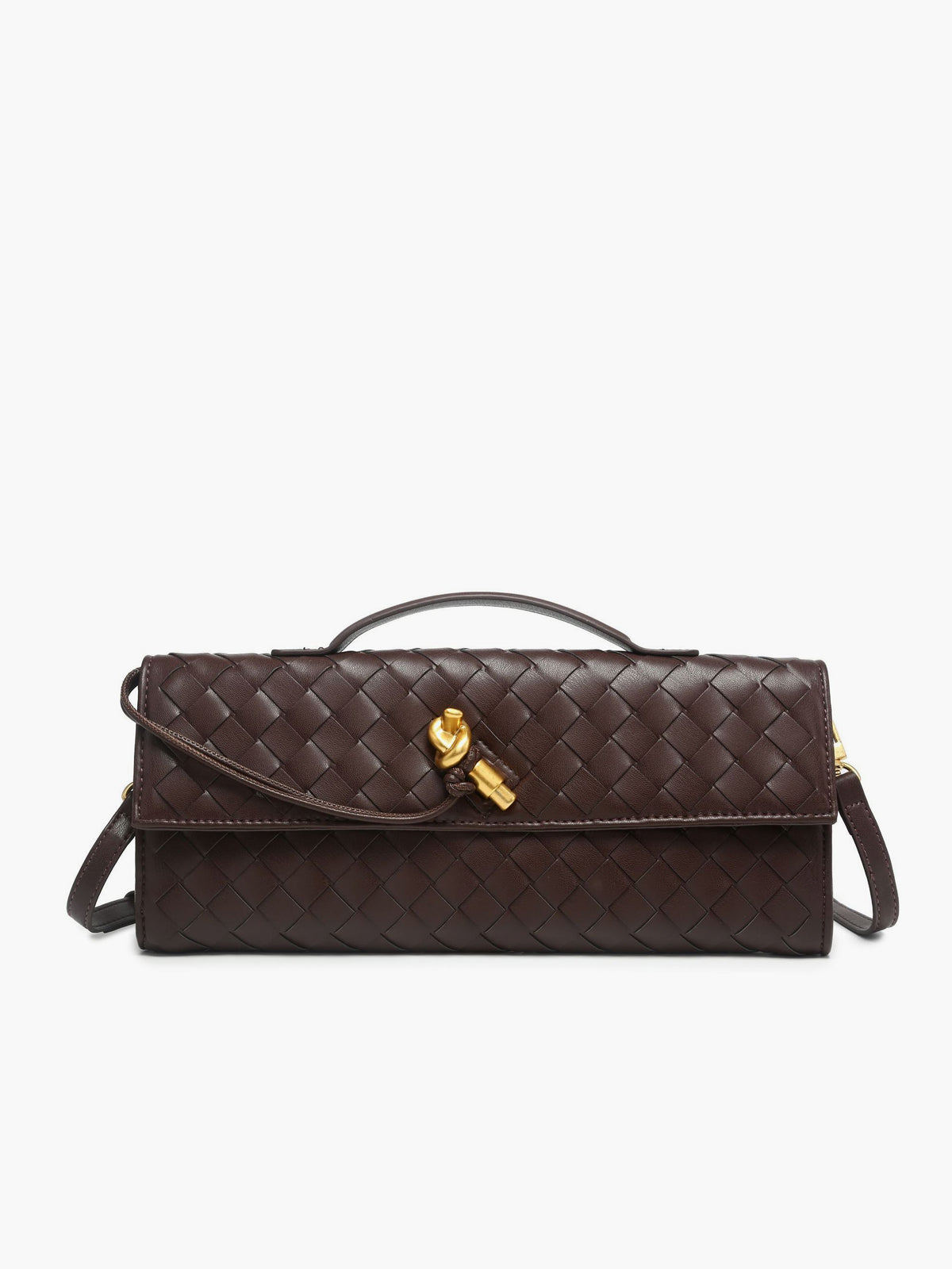 Dames Schoudertas Met Gevlochten Design En Gouden Sluiting