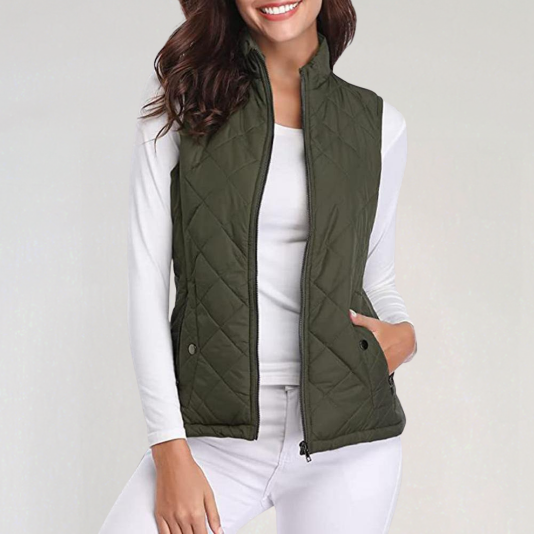Dames Gewatteerde Bodywarmer Met Rits En Lichtgewicht Ontwerp