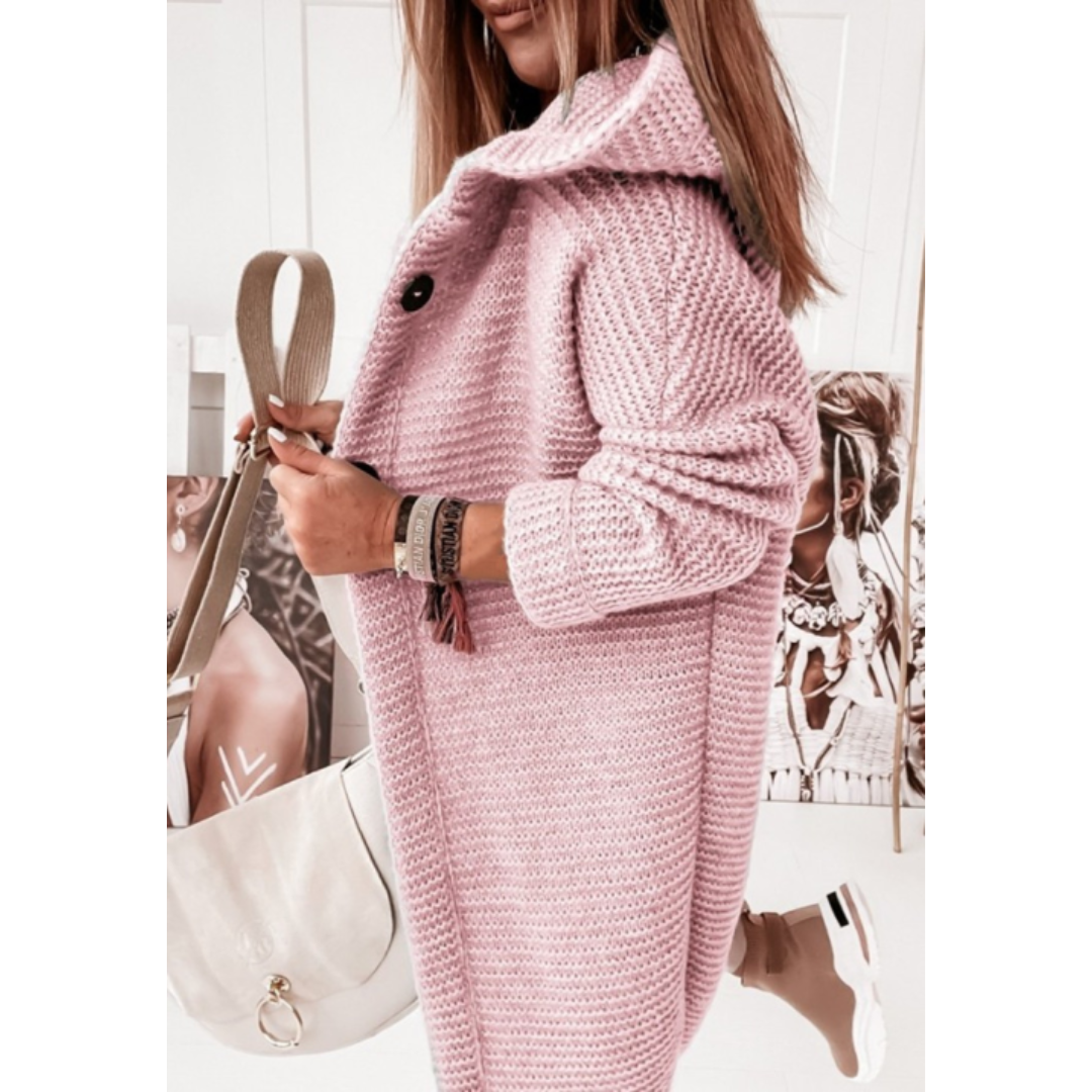 Dames Oversized Gebreide Cardigan Met Capuchon En Lange Mouwen