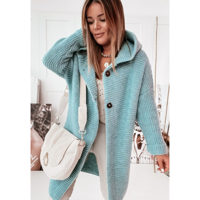 Dames Oversized Gebreide Cardigan Met Capuchon En Lange Mouwen