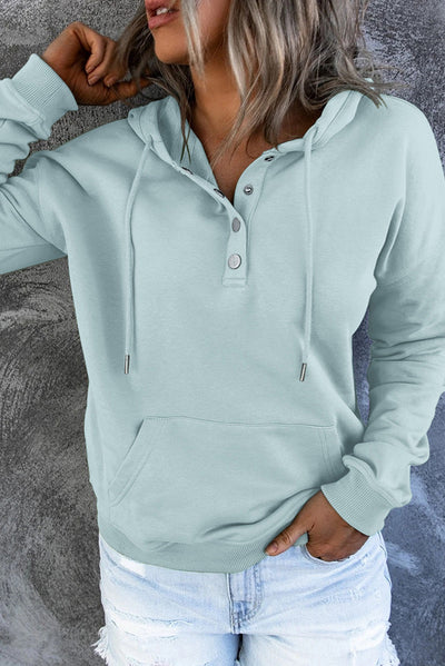Dames Comfortabele Hoodie Met Knopen En Buikzak