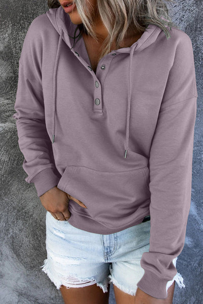 Dames Comfortabele Hoodie Met Knopen En Buikzak