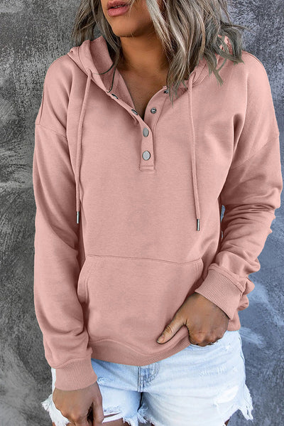 Dames Comfortabele Hoodie Met Knopen En Buikzak