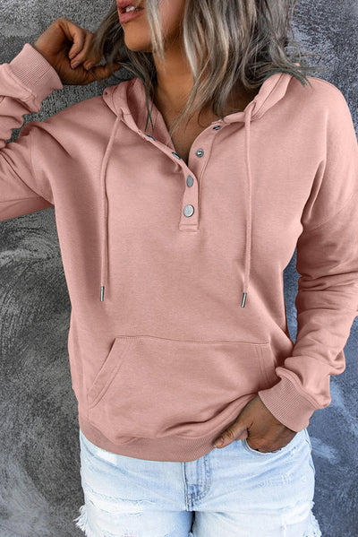 Dames Comfortabele Hoodie Met Knopen En Buikzak