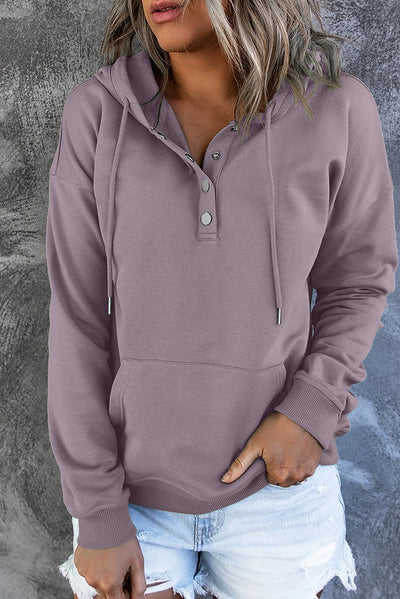 Dames Comfortabele Hoodie Met Knopen En Buikzak
