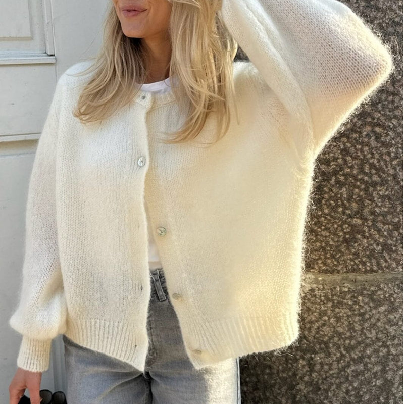 Dames Vintage Gebreide Vest Met Knoopsluiting En Lange Mouwen