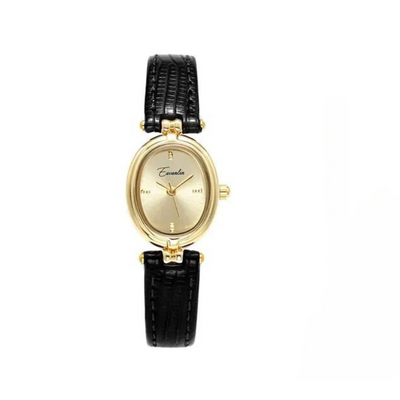 Dames Retro Quartz Horloge Met Goudkleurige Wijzerplaat En Leren Band
