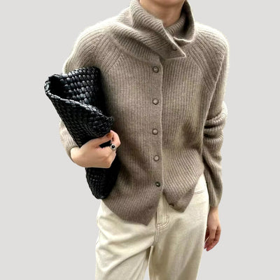 Dames Grofgebreide Cardigan Met Knoopsluiting En Lange Mouwen