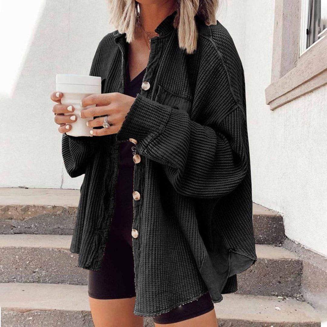 Dames Losse Geribbelde Cardigan