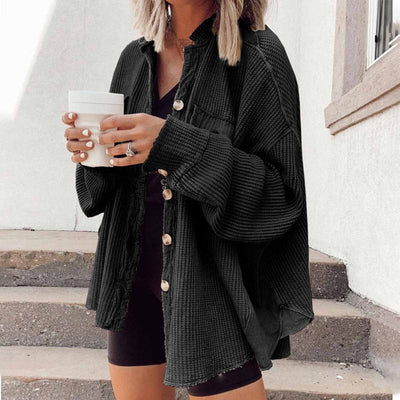 Dames Losse Geribbelde Cardigan