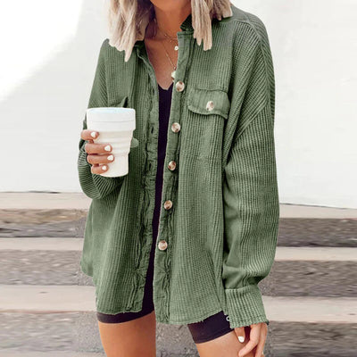 Dames Losse Geribbelde Cardigan