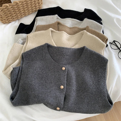 Dames Gebreide Cardigan Zonder Mouwen Met Knoopsluiting