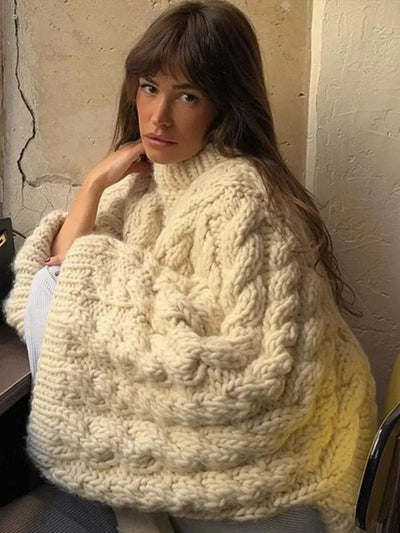 Dames Oversized Gebreide Trui Met Grove Kabelstructuur