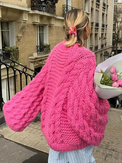 Dames Oversized Gebreide Trui Met Grove Kabelstructuur