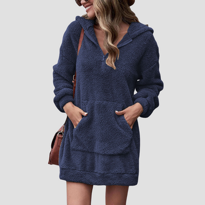 Dames Fleece Trui Jurk Met Lange Mouwen