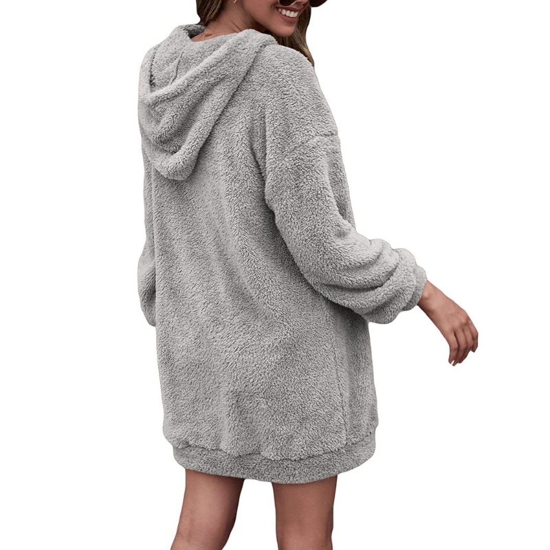 Dames Fleece Trui Jurk Met Lange Mouwen