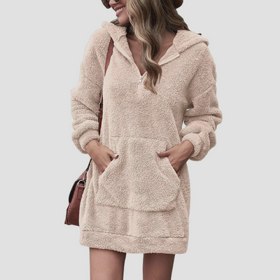 Dames Fleece Trui Jurk Met Lange Mouwen