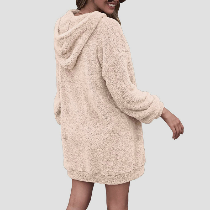 Dames Fleece Trui Jurk Met Lange Mouwen
