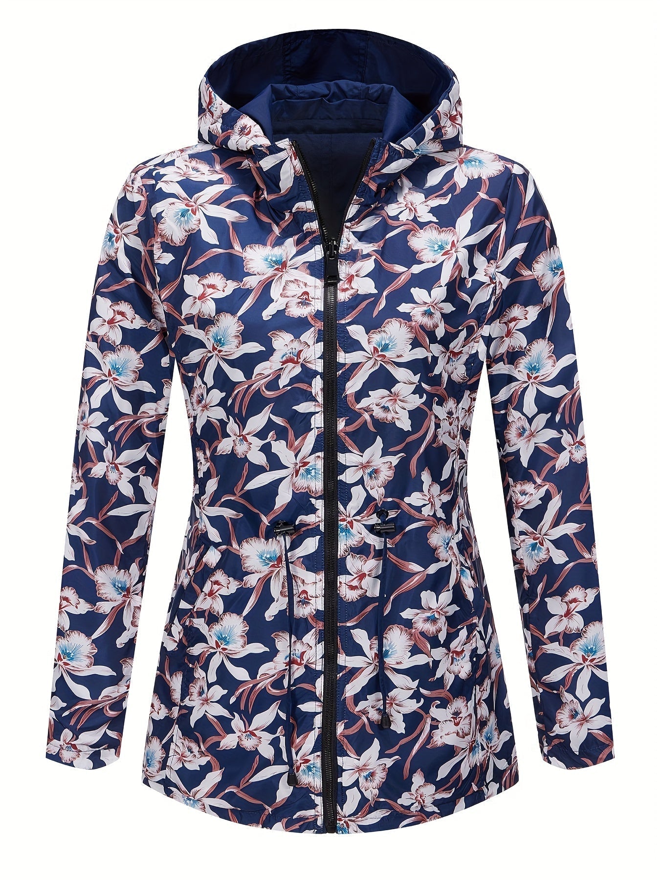 Dames Regenjas Met Capuchon En Bloemenprint Voering