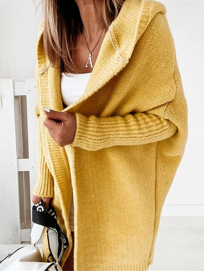 Dames Cozy Gebreide Cardigan Met Capuchon En Lange Mouwen