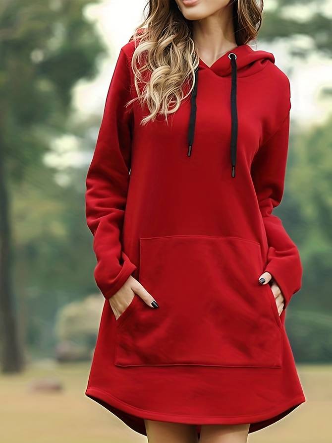 Dames Trui Jurk Met Capuchon En Zakken