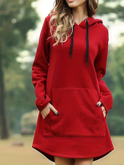 Dames Trui Jurk Met Capuchon En Zakken