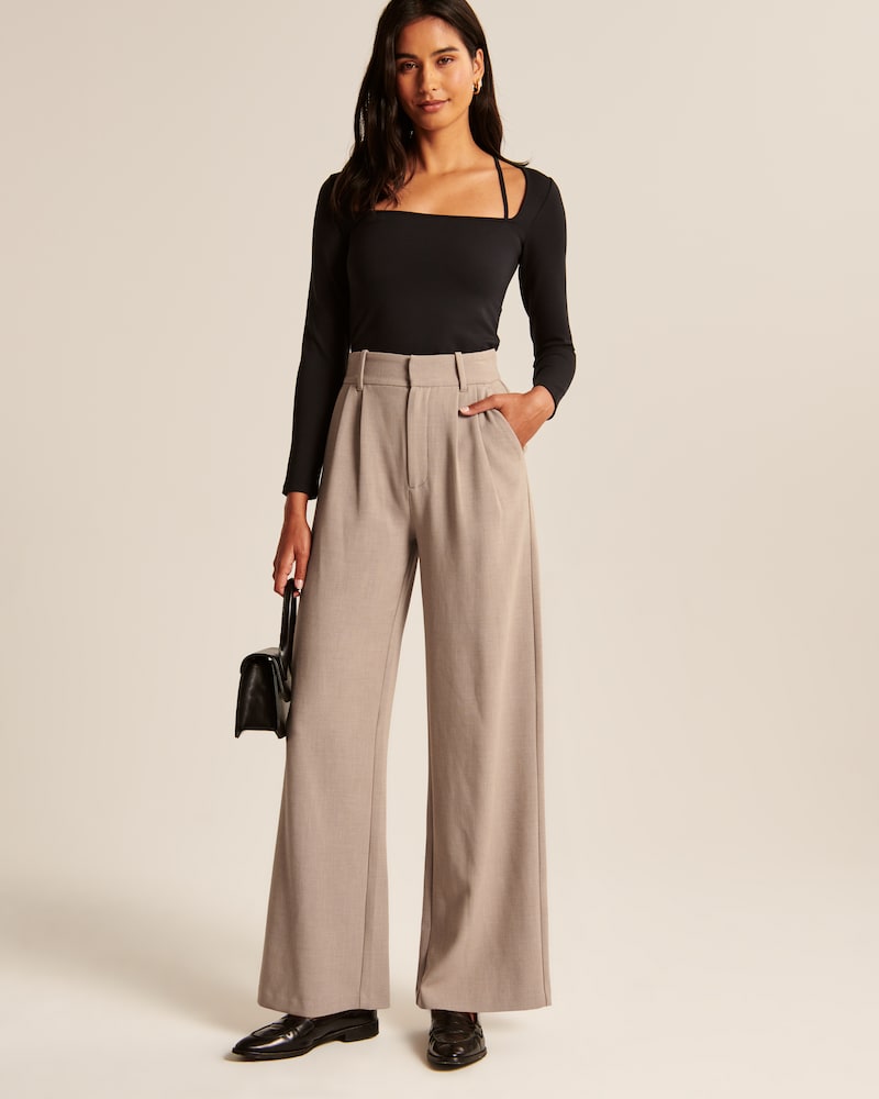 Dames Modieuze Wijde Broek Met Hoge Taille En Elegante Plooien