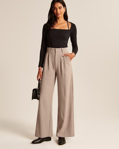 Dames Modieuze Wijde Broek Met Hoge Taille En Elegante Plooien