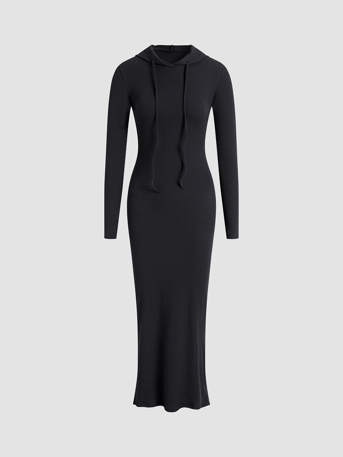 Dames Maxi Gebreide Trui Jurk Met Capuchon En Lange Mouwen