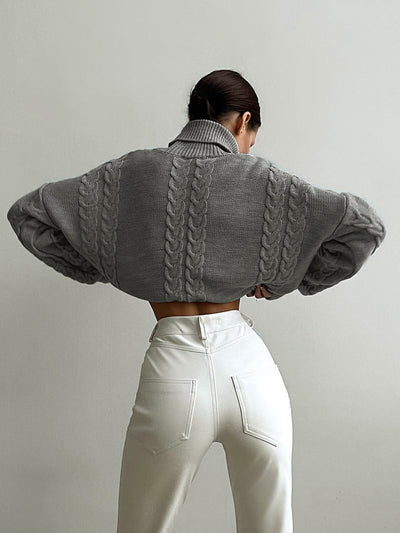 Dames Gebreide Coltrui Met Oversized Pasvorm En Kabelpatroon