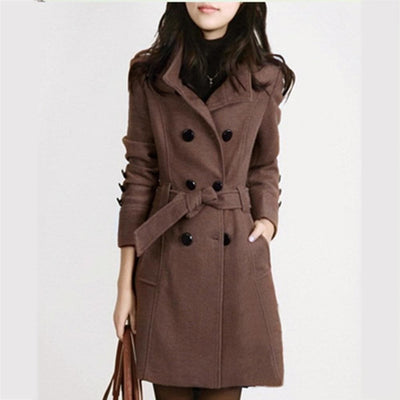 Dames Klassieke Trenchcoat Met Ceintuur En Dubbele Rij Knopen