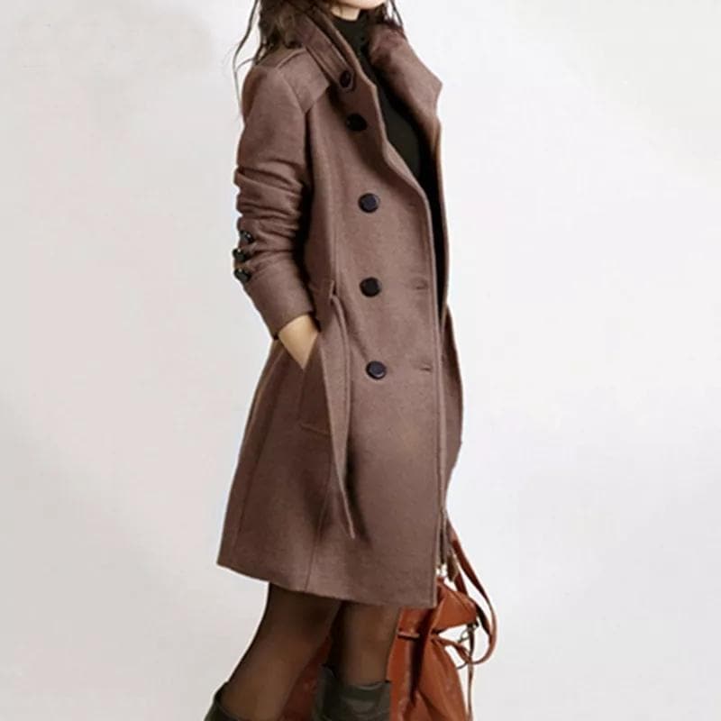 Dames Klassieke Trenchcoat Met Ceintuur En Dubbele Rij Knopen