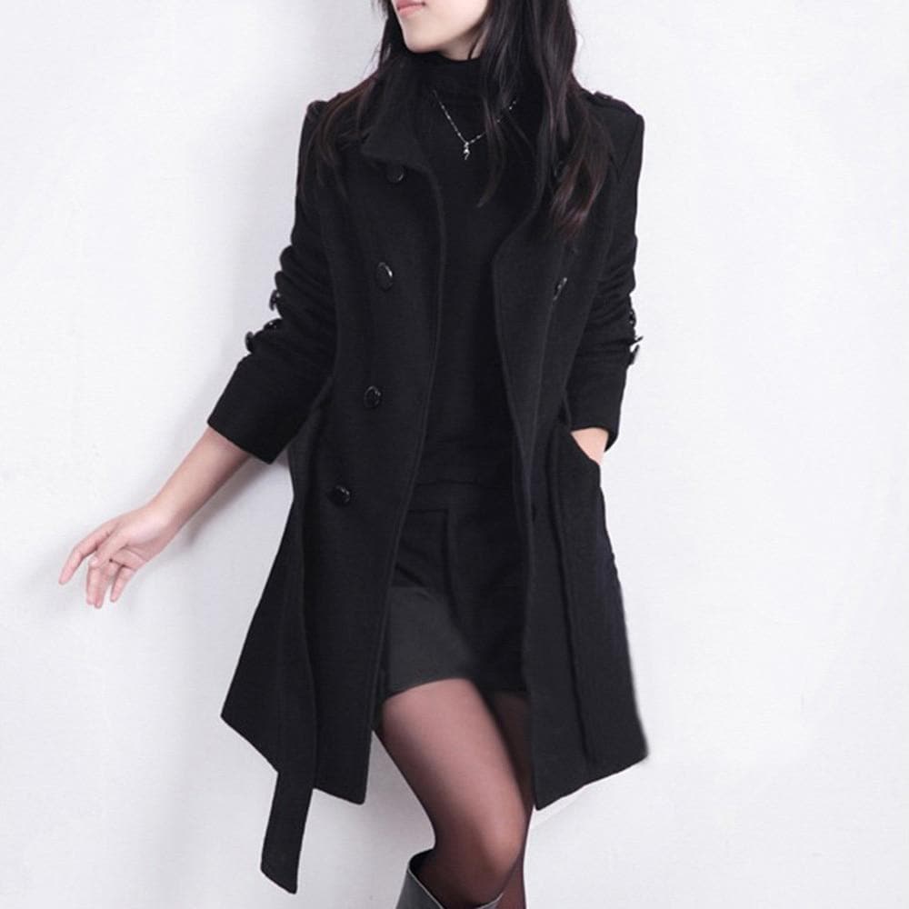 Dames Klassieke Trenchcoat Met Ceintuur En Dubbele Rij Knopen