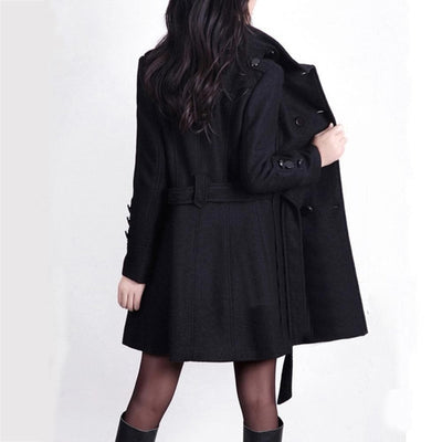 Dames Klassieke Trenchcoat Met Ceintuur En Dubbele Rij Knopen