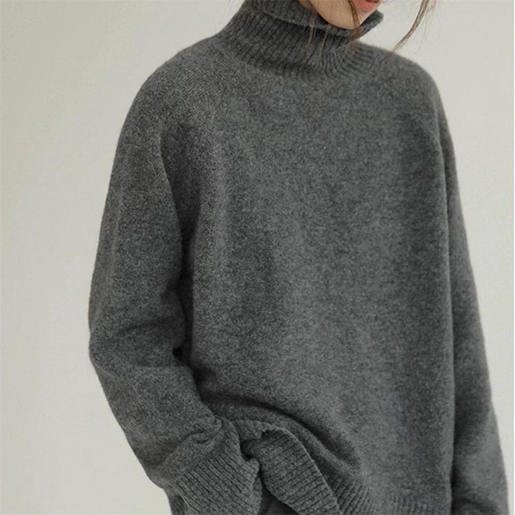 Dames Kasjmier Sweater Met Col En Lange Mouwen