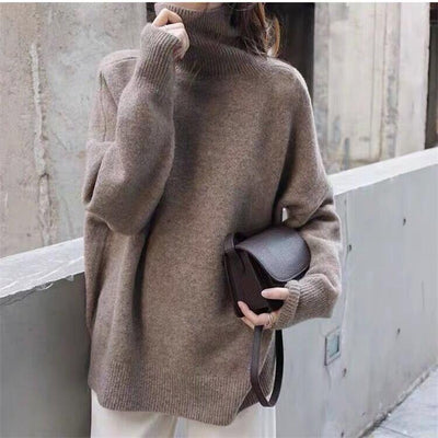 Dames Kasjmier Sweater Met Col En Lange Mouwen