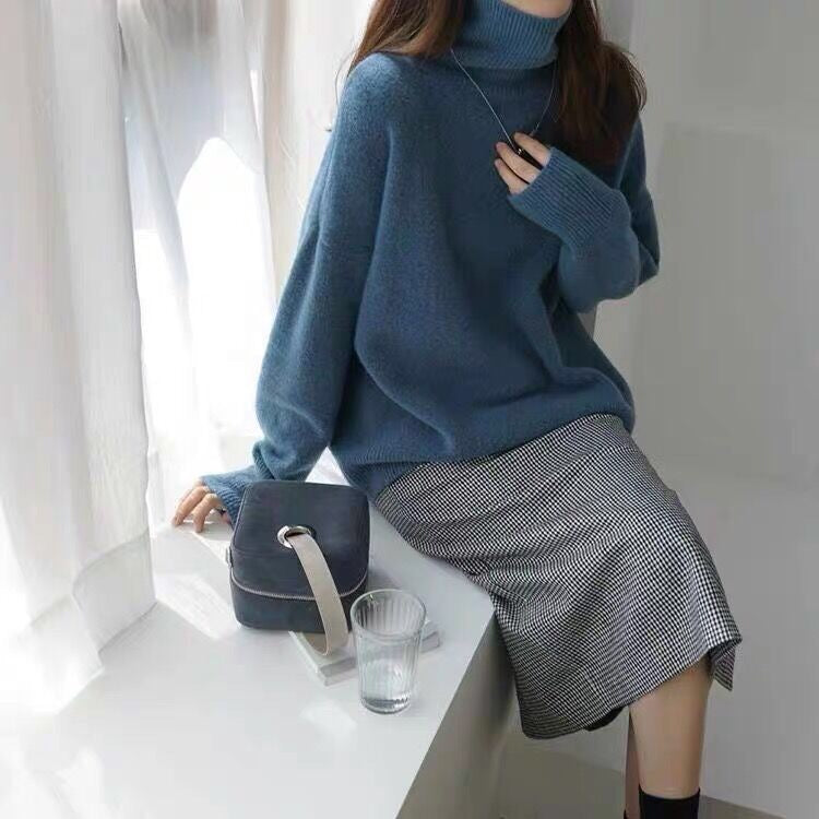 Dames Kasjmier Sweater Met Col En Lange Mouwen