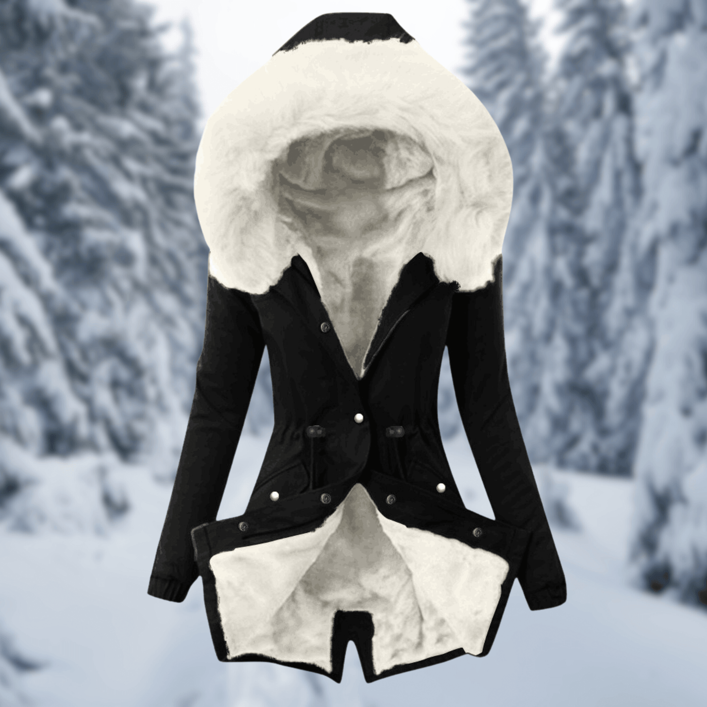 Dames Katoenen Winterjas Met Capuchon En Bontvoering