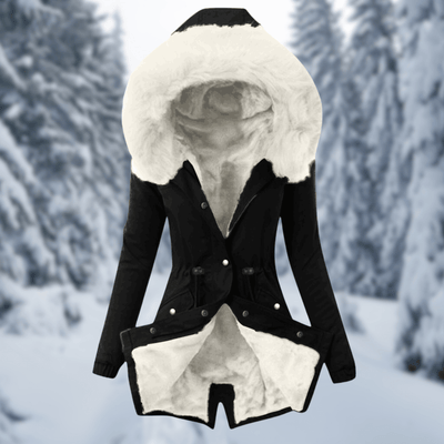 Dames Katoenen Winterjas Met Capuchon En Bontvoering