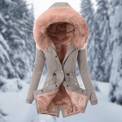 Dames Katoenen Winterjas Met Capuchon En Bontvoering