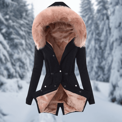 Dames Katoenen Winterjas Met Capuchon En Bontvoering
