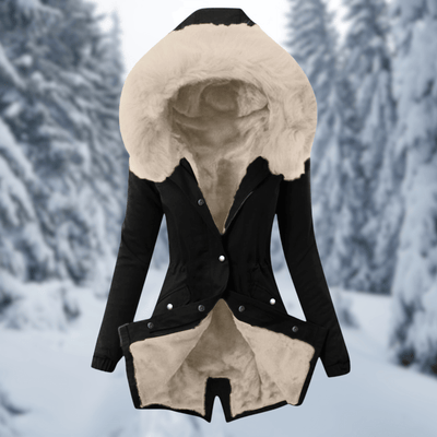 Dames Katoenen Winterjas Met Capuchon En Bontvoering