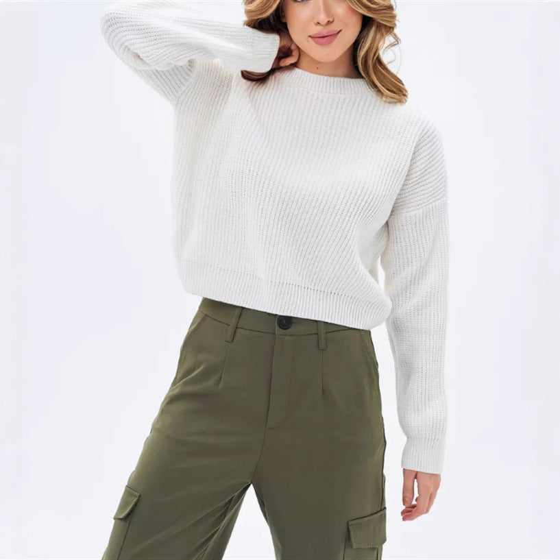 Dames Oversized Gebreide Trui Met Lange Mouwen En Ronde Hals