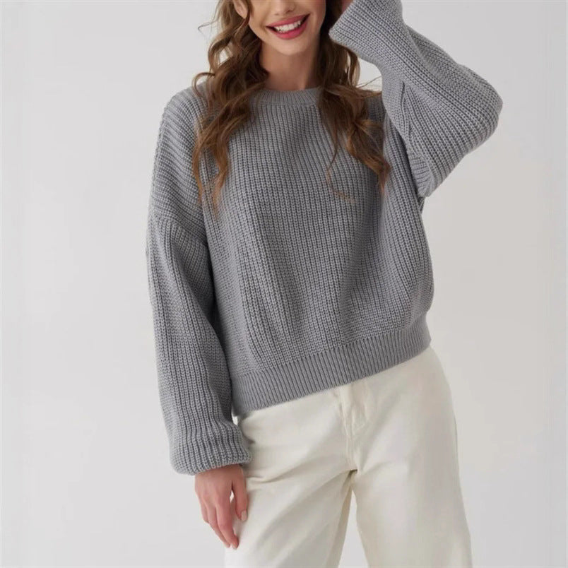 Dames Oversized Gebreide Trui Met Lange Mouwen En Ronde Hals