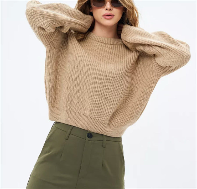 Dames Oversized Gebreide Trui Met Lange Mouwen En Ronde Hals