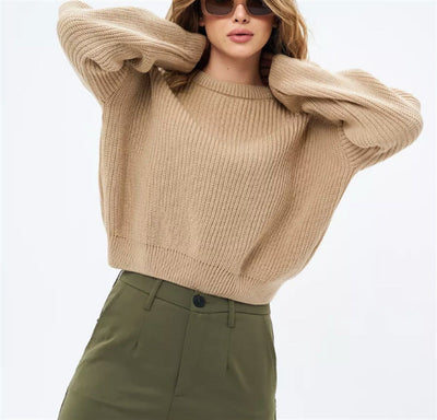 Dames Oversized Gebreide Trui Met Lange Mouwen En Ronde Hals